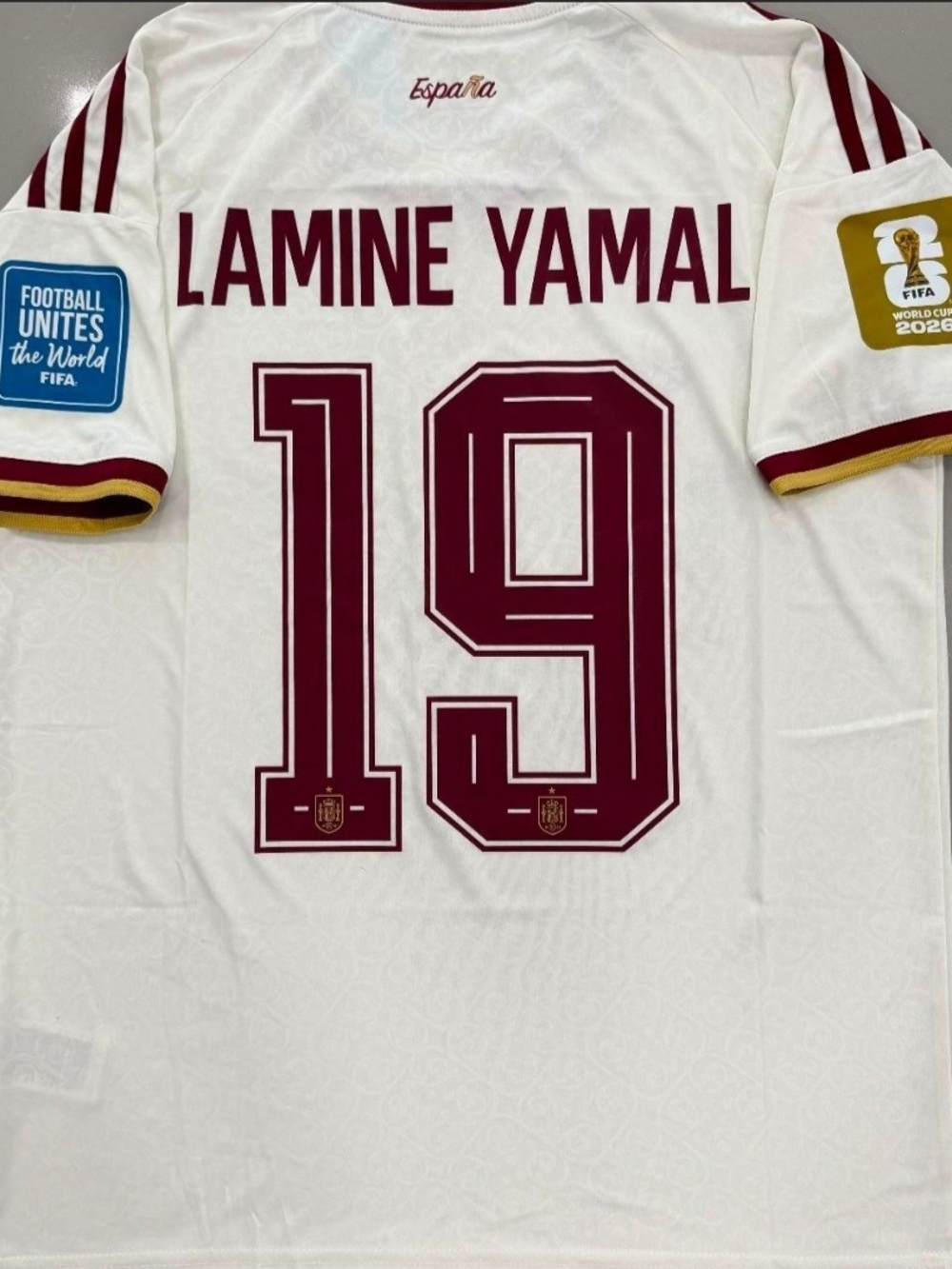 Spain Lamine Yamal #19 Men's White Football Jersey